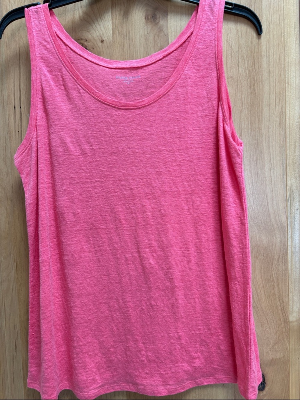 Eileen Fisher Coral Pink Scoop Neck Linen-Blend Tank